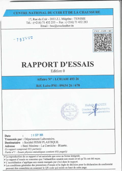 Rapport d'essais CNCC — partie 1