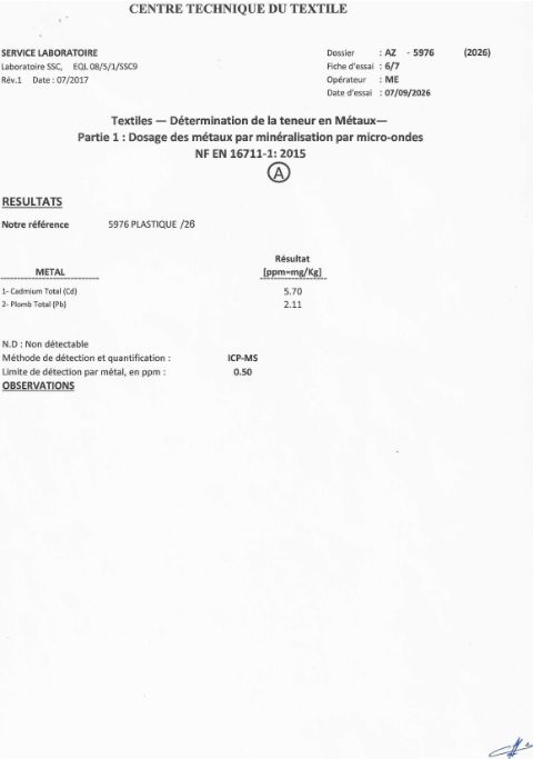 Métaux — partie plastique
